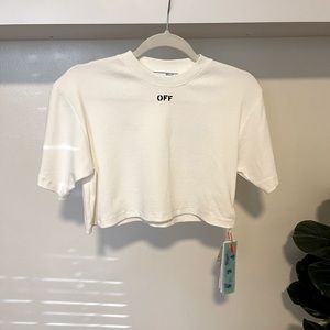 Off White Logo Cropped Tee